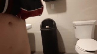 Naughty Milf Pisses in the Mens Bathroom