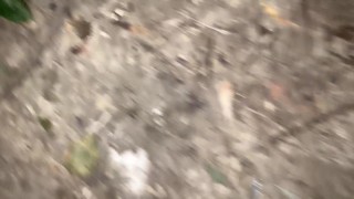 Horny sweaty twink jerks off while friends are camping near