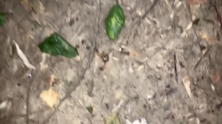 Horny sweaty twink jerks off while friends are camping near