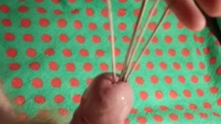 Femdom CBT Cock Torture Urethral play extreme stretching sounds & skewer