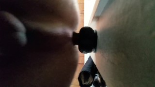 Big black dildo in my shaved ass