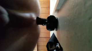 Big black dildo in my shaved ass