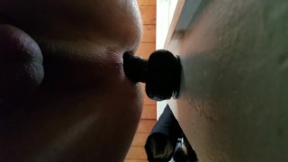 Big black dildo in my shaved ass
