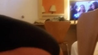 Crossdresser riding dildo in hotel