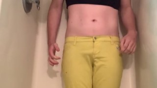 Wetting Myself 2 - Pissing in Yellow Jeans