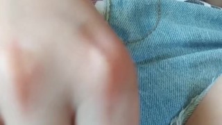 Teasing my clit through my shorts