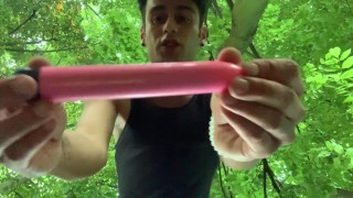 Vibrator inside + squats = shaky anal orgasm public