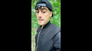 Walking outdoor with cum on face - cum walk and jerk off with covered face