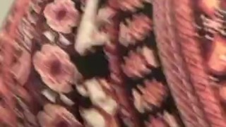 Booty jiggle in those pattern leggings close up