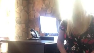 Office blonde fingers herself in bosses office! I need a raise!!!