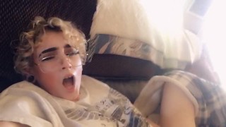 teen lesbian masturbates for you on her couch