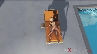 A horny girl dreams to have sex with a black 3d shemale in expensive villa