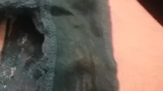 Secretly cumming in the nanny's dirty panties while she's in the pool