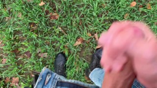 Teen boy Jerking his Big Dick Using Two Hands OUTDOOR / Fit boy /Hot / Cute