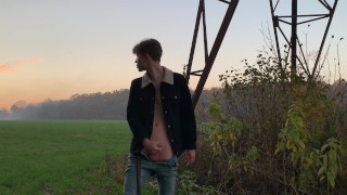 Teen boy Jerking his Big Dick Using Two Hands OUTDOOR / Fit boy /Hot / Cute