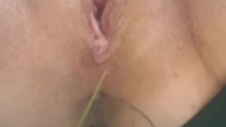 Little W. Kitty Masturbates in Public Behind a Bush!