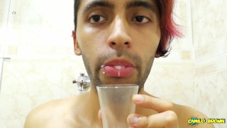 Filling a cup with spit and Jerking off with it until I cum - Camilo Brown