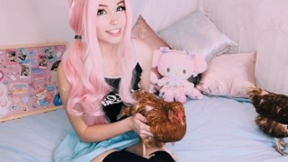 Belle Delphine strokes two BIG cocks