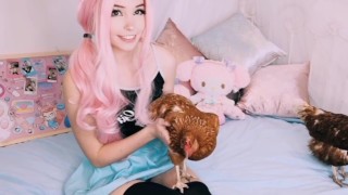 Belle Delphine strokes two BIG cocks