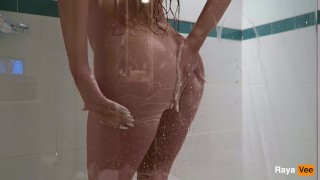 Girl With Nice Body Rubs Pussy In Shower