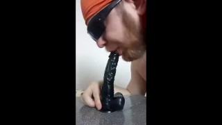Russian guy deepthroat by big black cock wuth a lot of salvia