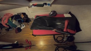 Vacbed Session Self Bondage - one hand outsided - fourth time in vacbed