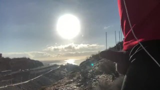 Small cock out risky walk