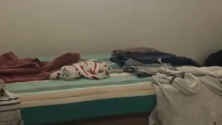 Risky wank & cum by window in hotel room
