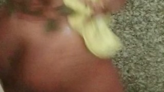 Darkskin ebony Twerking in shower