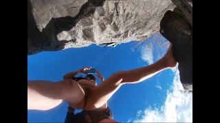 Risky Winter Nude Beach Sex Below Cumshot