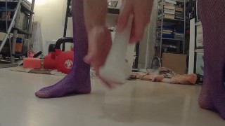 Quick anal masturbation with a small dildo