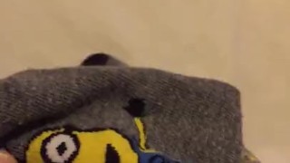 Homemade SockJob: Minion Sock Masturbation Video