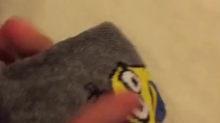 Homemade SockJob: Minion Sock Masturbation Video