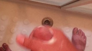 Soapy shower jack with ball play and cumshot