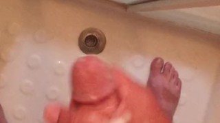 Soapy shower jack with ball play and cumshot