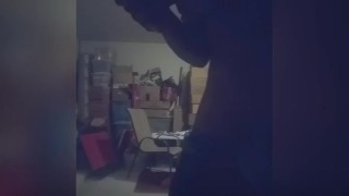 Ebony amateur male stroking
