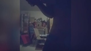 Ebony amateur male stroking
