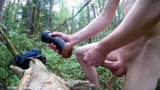 Fucking my new fleshlight nude outdoors/forest