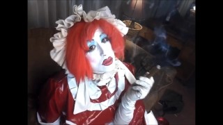 Arabella Poppett - Sissy Red Maid - Cigar Fetish Smoking Cosplay