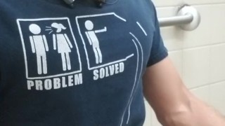 Have to be quiet when jacking off in a public bathroom