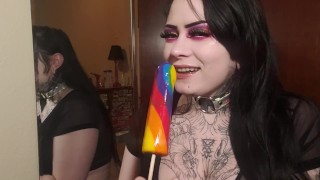 Sucking Messy Rainbow Dickpop for Pride