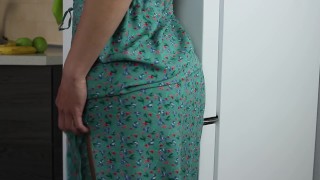 Masturbation and loud orgasm from a small purple vibrator through a dress