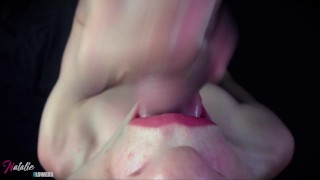 Female pov.Messy sloppy deepthroat,Cum in Mouth