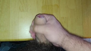 cumshot on table, solo masturbation jackoff
