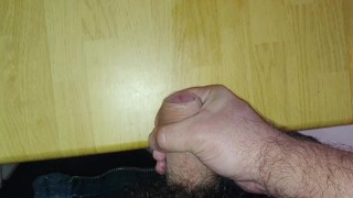cumshot on table, solo masturbation jackoff