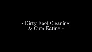 Slave cleans my dirty soles with his tongue and eats his cum | LFP