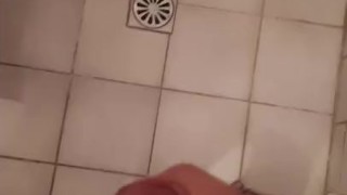Jerking off, first pissing and then cumming