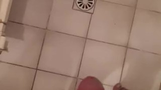 Jerking off, first pissing and then cumming