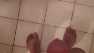 Jerking off, first pissing and then cumming