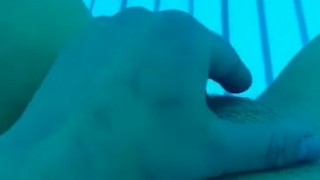 Cumming masturbating in tanning bed